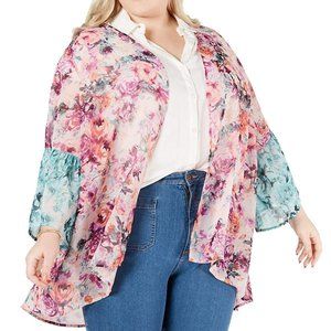 Style & Co. Plus Size Floral Printed Kimono Waterc